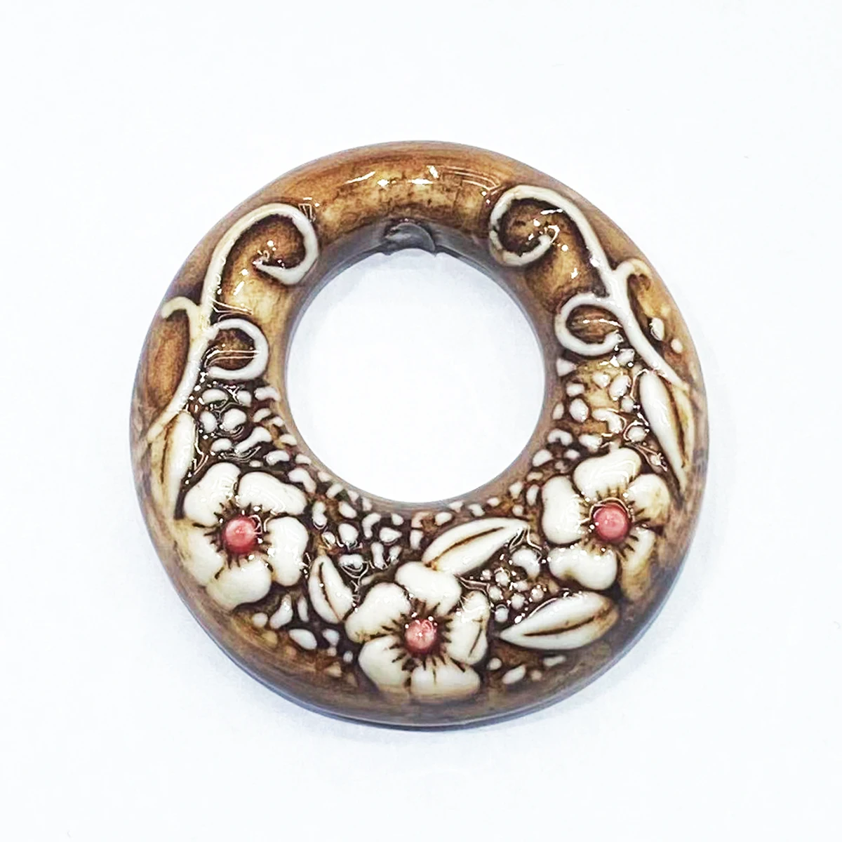 

43MM~53MM Round Circle Loop Large Big Heavy Ceramic Pendant Bead Embossed Necklace Jewelry Accessory