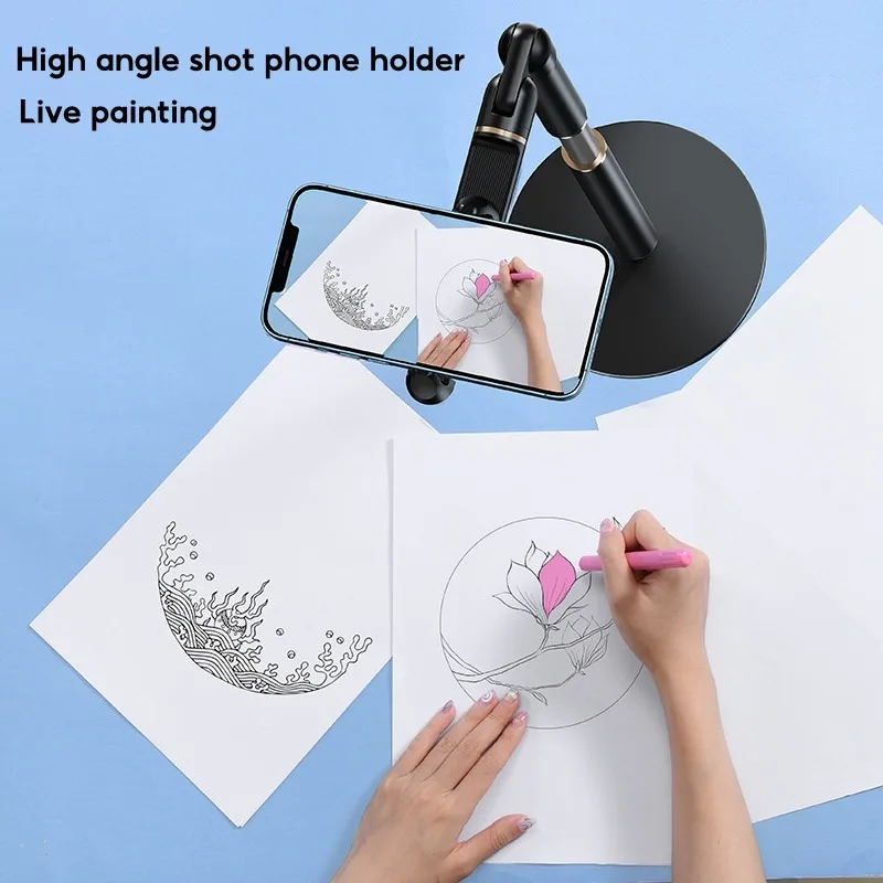 Eary Phone Holder For Desk Flexible Adjustable Multi-Functional Stand For Video Recording Compatible With 4.7-7 Inches Devices