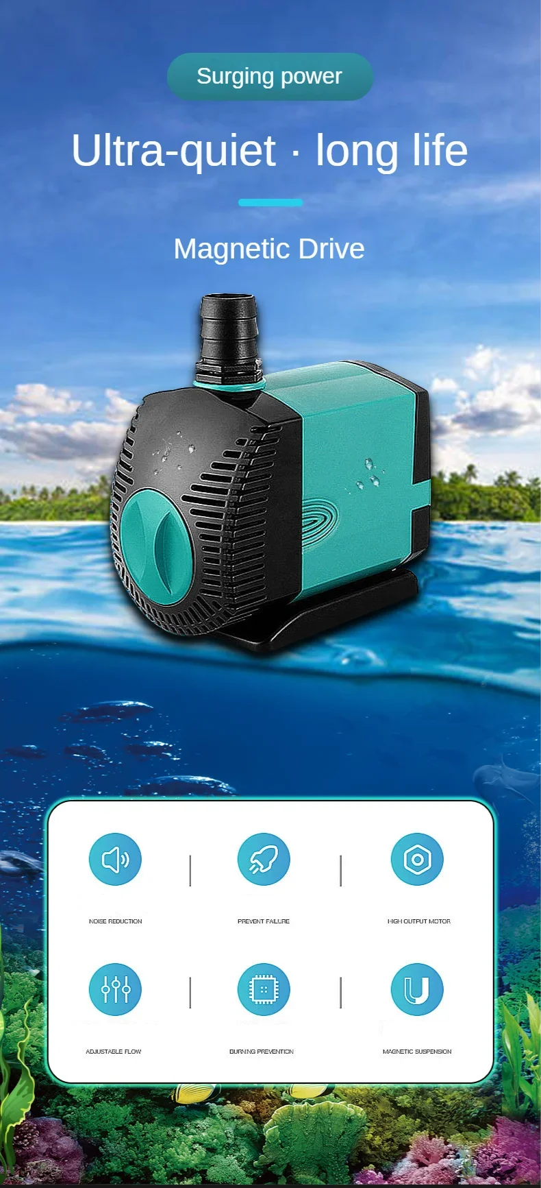 Aisitin Aquarium Tauch pumpe Niedrigwasser pumpe für Aquarium Boden filter Stumm saug Exkrement wechsel Boden Saugpumpe