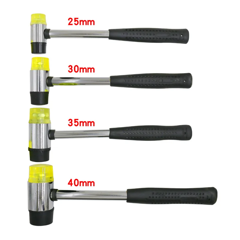 Double Face Soft Touch Hammer Black Plastic Coated Grip Double Head Rubber Hammer Handheld Tool Leather DIY Tool 25/30/35mm images - 6