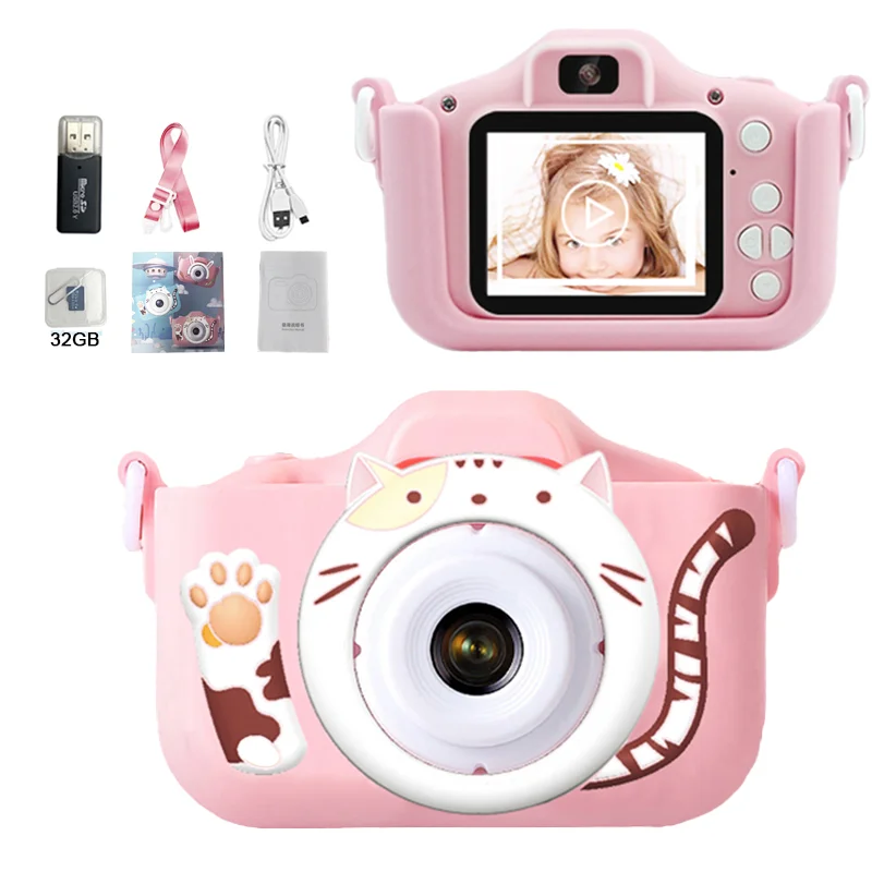 미니 검은 고양이 탐정 카메라 어린이 카메라 장난감, 32GB SD 카드 포함, 비디오 포함 용 디지털 카메라