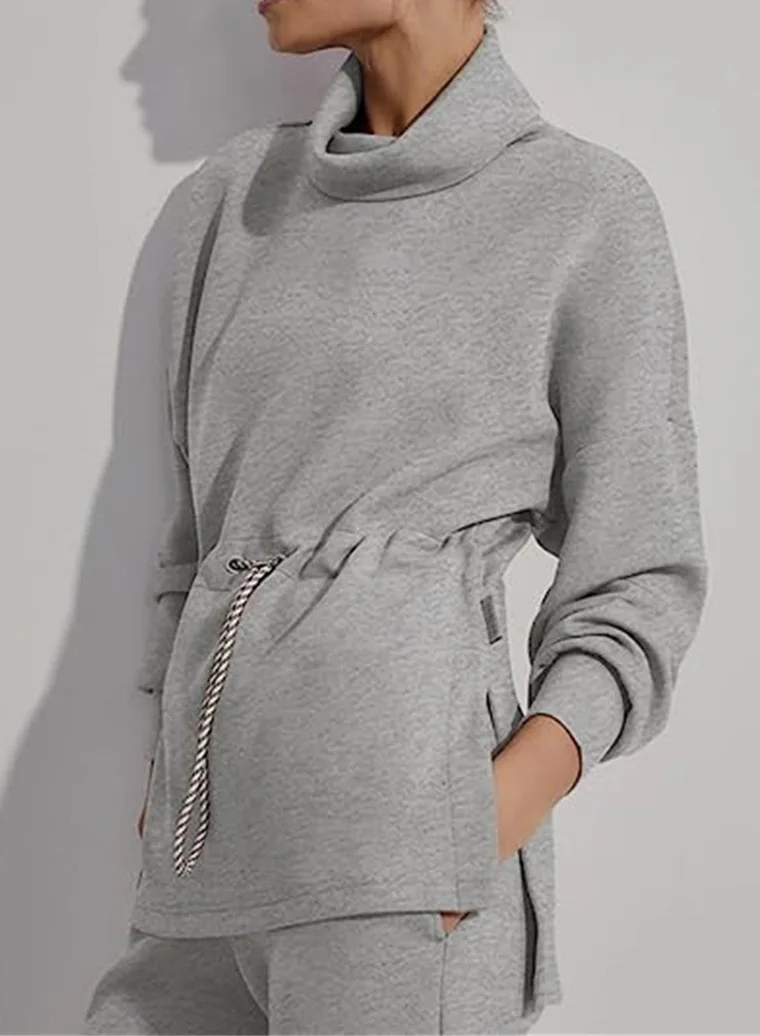 Women's Casual Long Sleeve Office Lady Solid Color Sweatshirts Pullovers 2023 Autumn Winter French Style Female Fashion Top