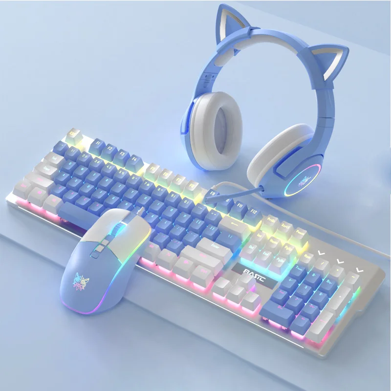White Blue New Double Spelling Wired Blue Switch Brown Switch Key Mechanical Keyboard Mouse Headset Se board_voghion.com