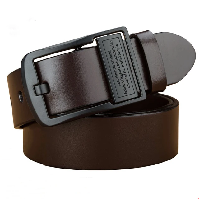 Men's leather belt, black buckle, new style, fashionable, trendy, light luxury, casual, versatile, suitable for jeans, pin buckl 2