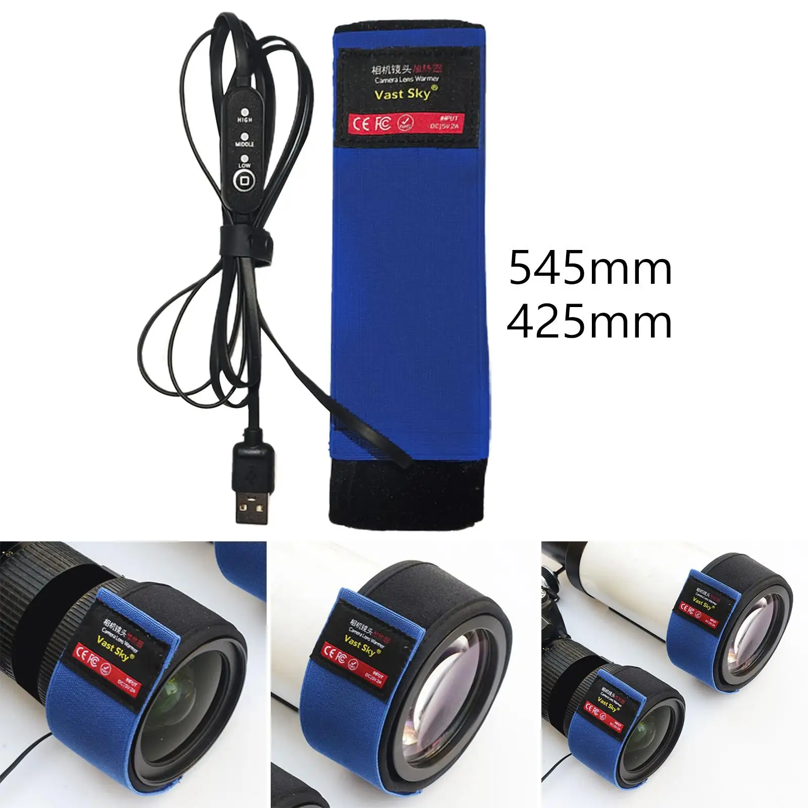 Lens Heater for Telescope Camera Adjustable USB Condensation Prevention Lens Dew
