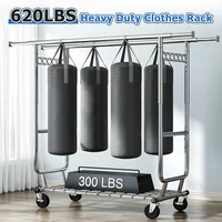 Clothes Rack Heavy Duty Clothing Racks for Hanging Clothes Load 620LBS, Rolling Clothing Rack with Wheels, Adjustable 2