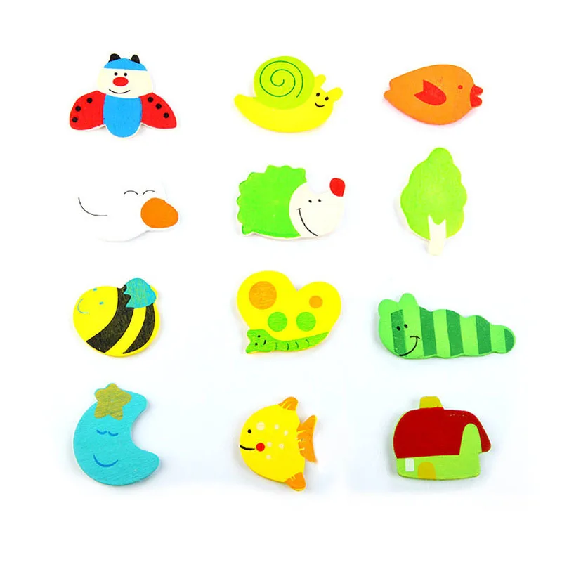 12pcs Animal Fridge Magnet Fridge Stickers Wooden Cartoon Kids Toys Child Educational Toys Cute Souvenir Gifts Magnetic Sticker 3