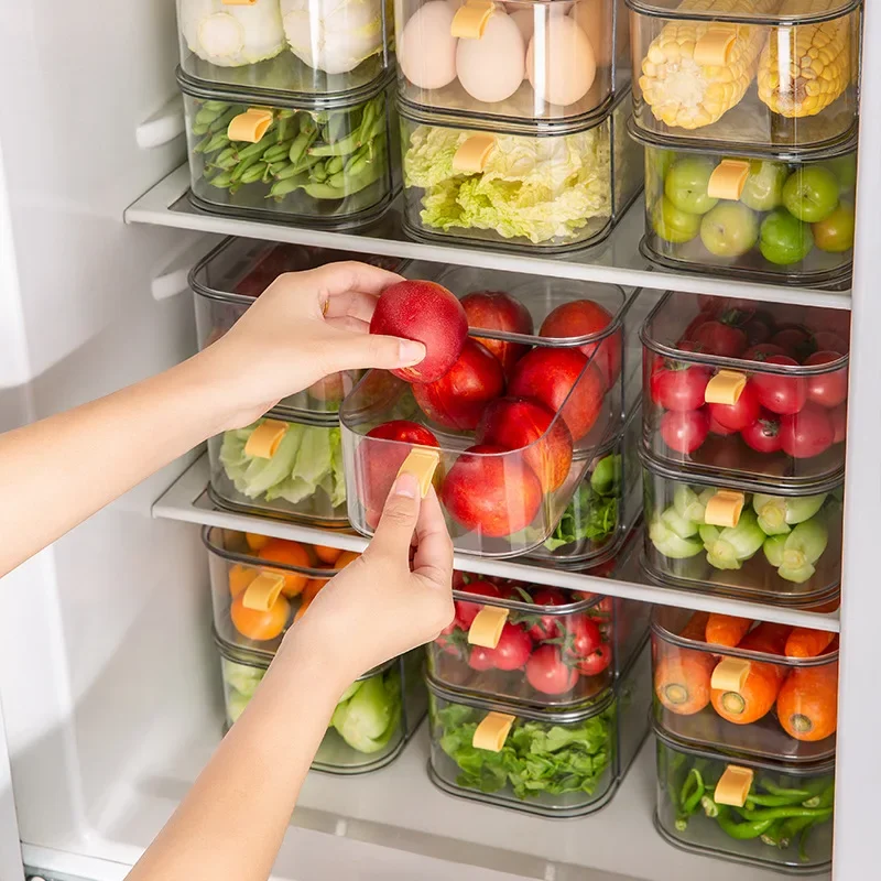 

1PC New Simple Drawer Type Fresh-keeping Box Household Kitchen Food Organizer Box Can Be Stacked PET Storage Box Freezer