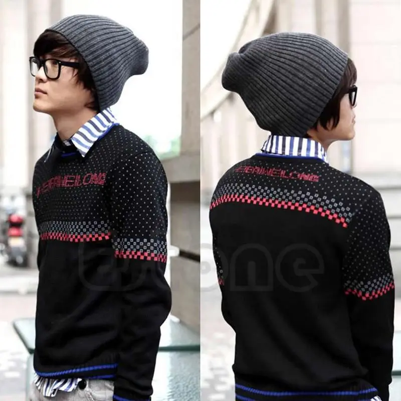 

Мужская и женская двусторонняя мешковатая негабаритная зимняя теплая лыжная вязаная шапка унисекс, шапка