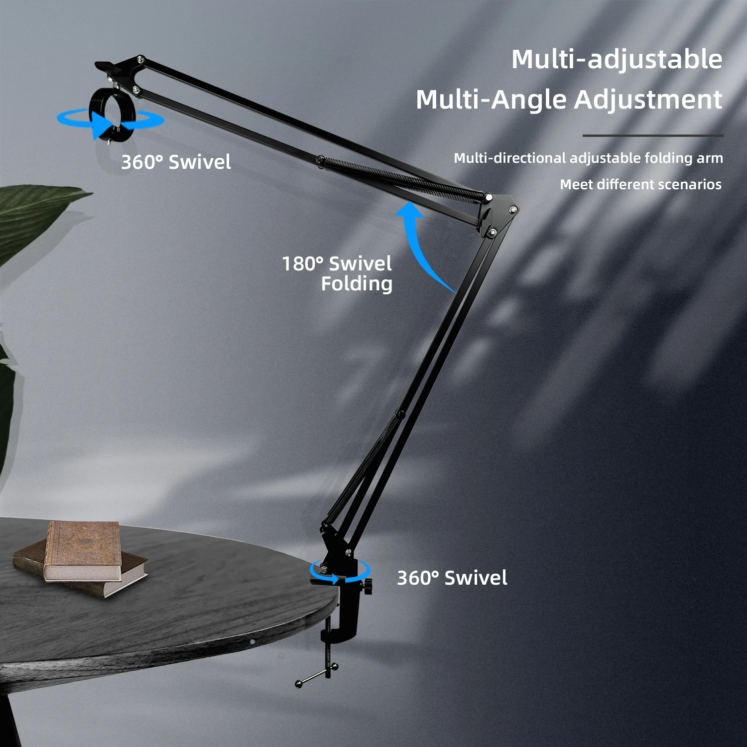Video Microscope Stand Extendable Recording Microphone Holder Suspension Boom Scissor Arm Clip for Webcam