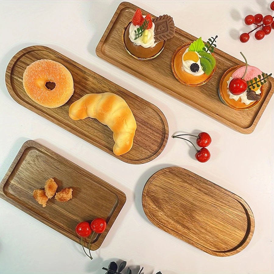 Modern minimalist wooden tray for dessert sushi drink kitchen restaurant coffee dessert shop serving tray jewelry storage plate