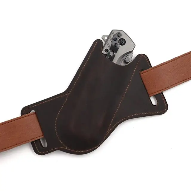 Guaina Per Coltelli In Pelle Con Clip Da Cintura - Per Campeggio E Uso Quotidiano - Foto 9