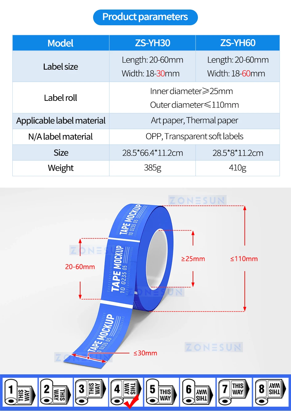 ZONESUN Manual Flat Surface Price Tag Labeling Machine