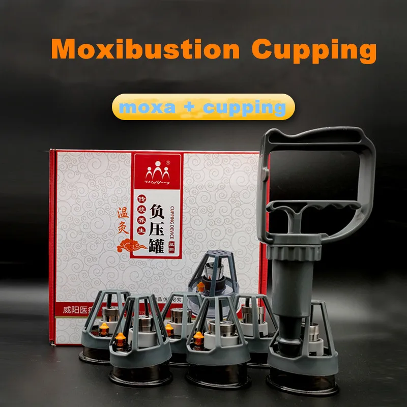 

6Pcs/Set Household Moxibustion Cupping Apparatus Vacuum Warm Moxibustion Pot Wen Jiu + Cupping health care