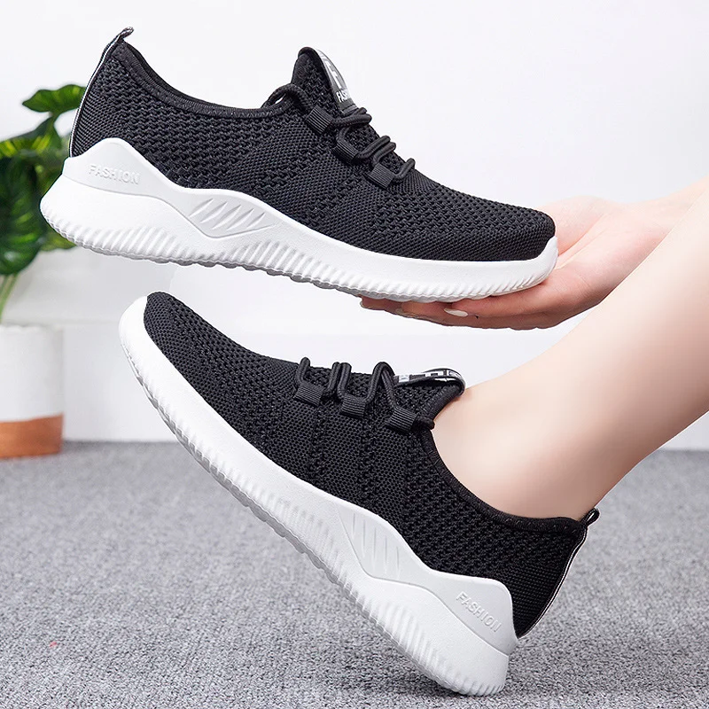 Women's casual sneakers Summer Comfortable Breathable Flat Fashion Women Walking Soft Versatile Lace-Up Running