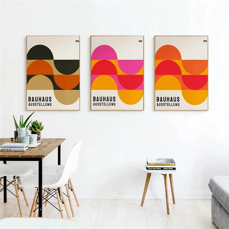 

Bauhaus Exhibition Unique Geometric Posters and Prints, Minimalist Art Canvas, Abstract Painting, Living Room Murals, Home Decor
