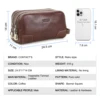 Genuine Leather Men Travel Cosmetic Bag Password Designer Portsble Toiletries Kit Organizer Makeup Wash Pouch Large Capacity 5