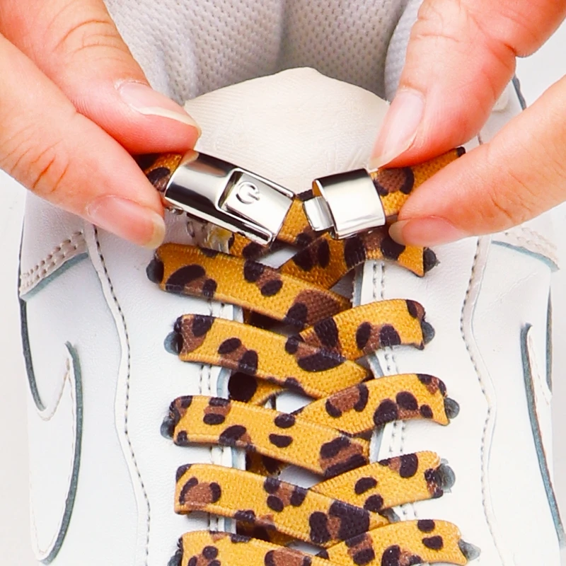 Leopard Print No-Tie Elastic Shoelaces - 1 Pair