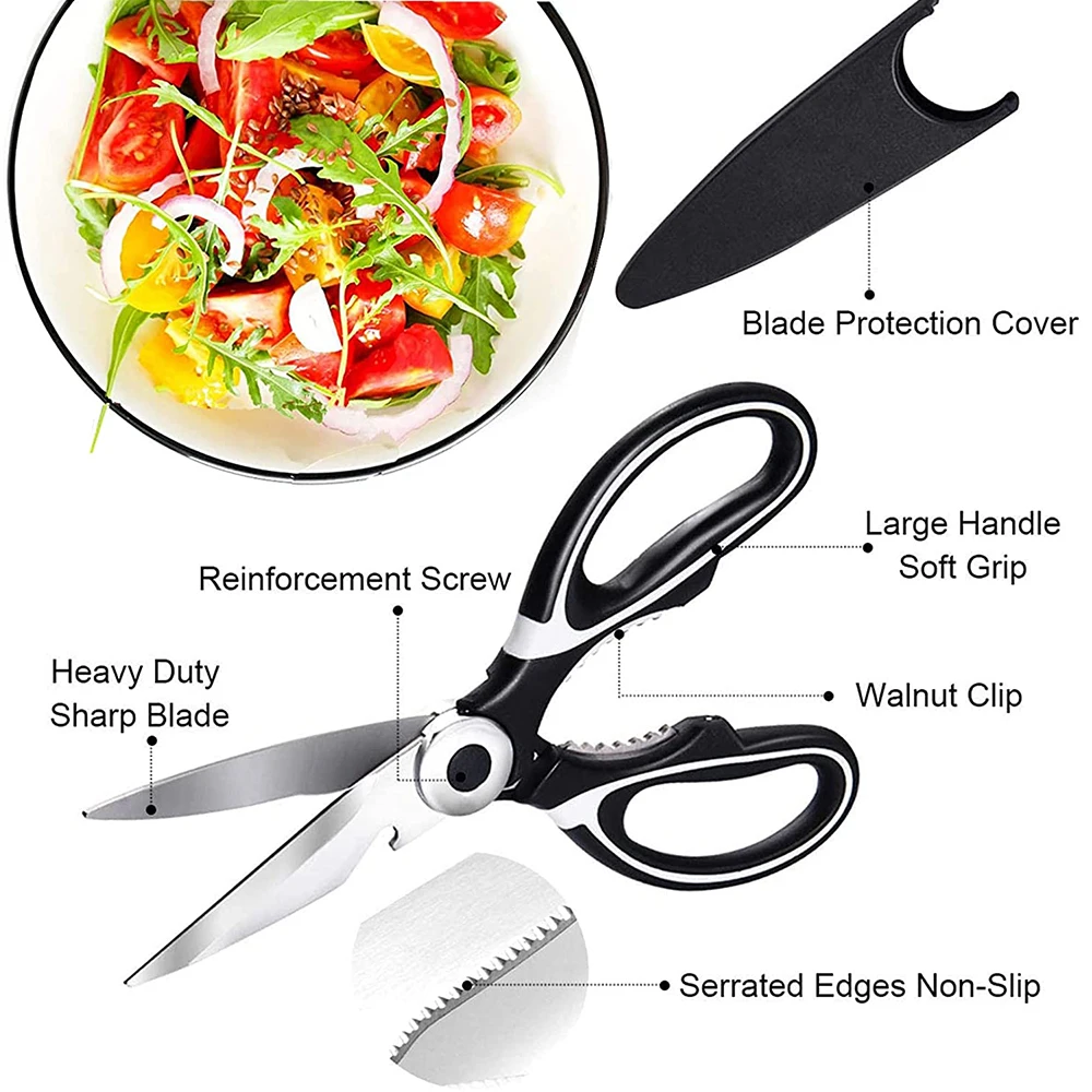 KD Kitchen Scissors Household Stainless Steel Chicken Bone Shears