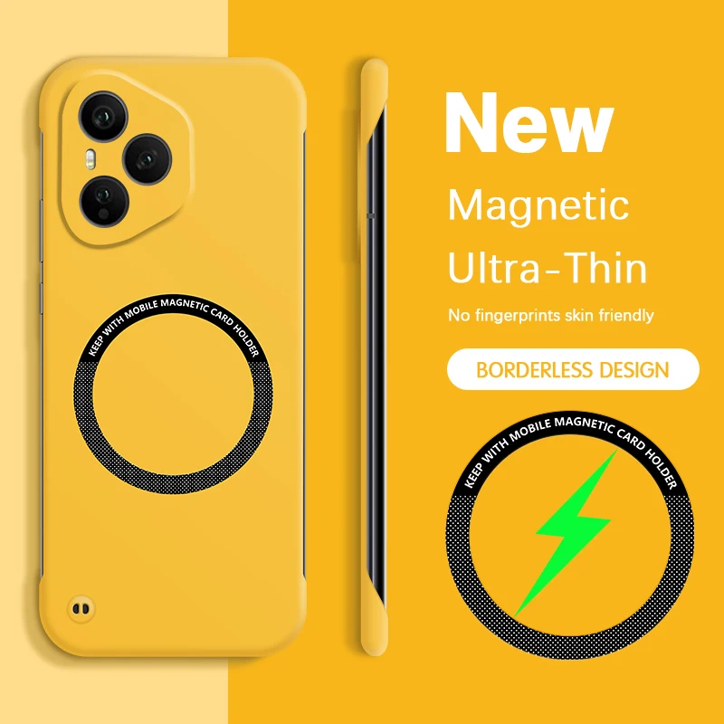 Solid Color Frameless Phone Case for Honor 400 Pro 400Pro Magnetic Wireless Charging Thin Camera Protection Back Covers