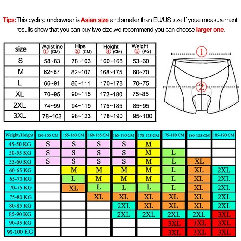 X-TIGER Men's Cycling Underwear Shorts 5D Gel Pad Breathable Non-Slip Bike Shorts Bike Underpant MTB Road Bike Riding Shorts 2