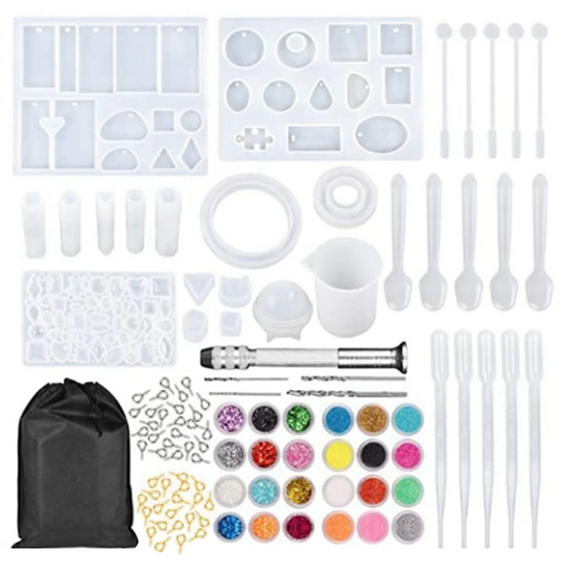 Epoxy Resin Casting Molds Kit Silicone Mold With Epoxy Glue For Earring Keychain Jewelry Making DIY Moule Silicone 1 5pcs silicone brush epoxy glue resin jewelry making tools easy to clean uv glue resin mold tools stirring brush