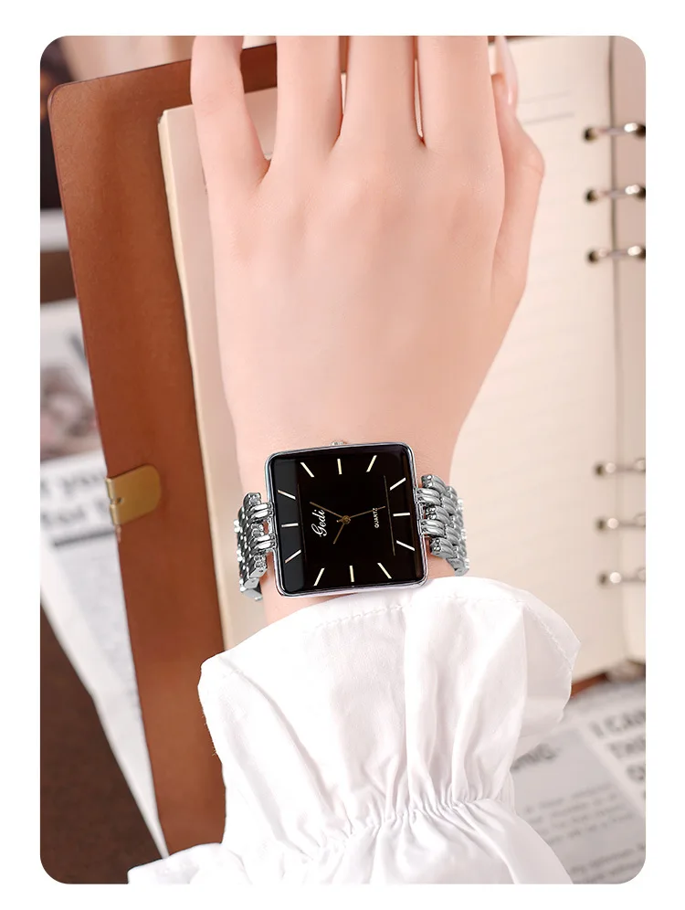 Men Watch Business Simple Square Couple Watches Waterproof Stainless Steel Premium Ultra Thin Women Fashion Quartz Wristwatches