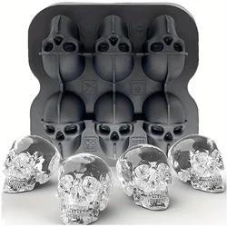 3D Skull Silicone Ice Ball Mold - BPA Free Flexible Tray (6 grid)