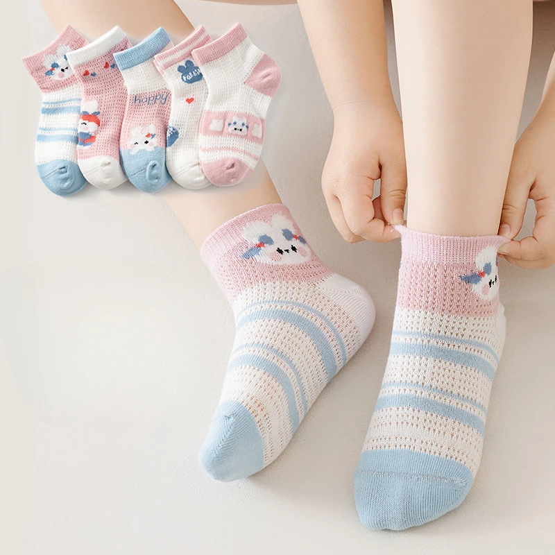 5Pairs/lot Children Socks for Girls Cotton Cute Outdoor Travel Sports Socks Cartoon Animal Causual Sports Clothes Accessories