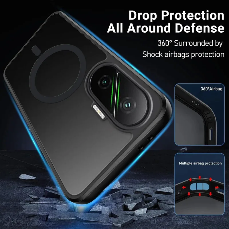 Premium Magnetic Wireless Charging Shockproof Matte Back Cover Case