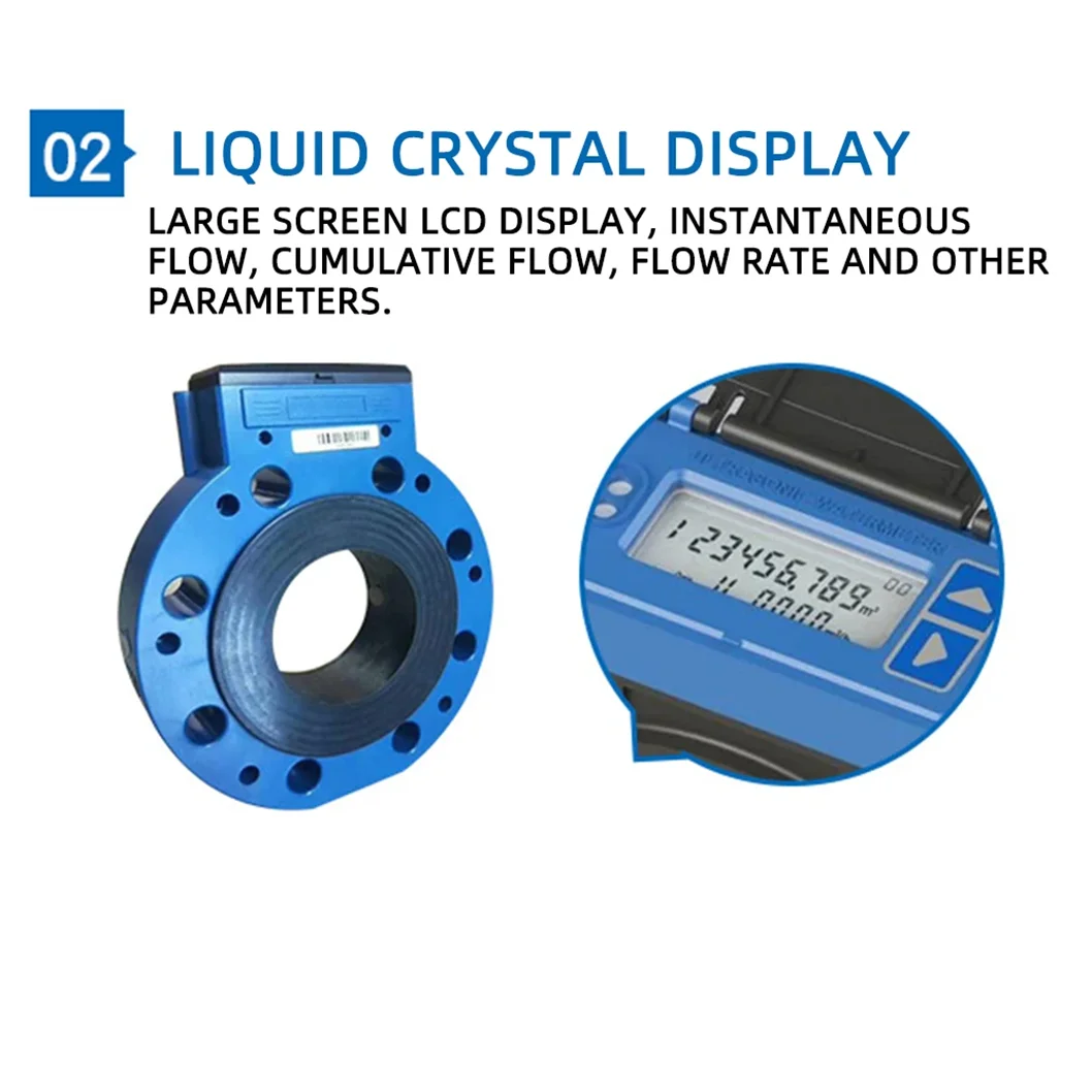 Digital Ultrasonic Water Meter RS485 Output Flowmeter Battery Powered Flange Cla