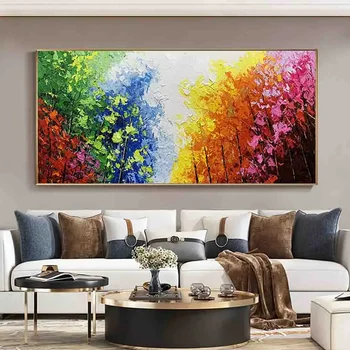 Grande pittura moderna su tela di arte della parete pittura astratta fatta a mano della foresta di paesaggio per la decorazione del soggiorno immagine dipinta a mano