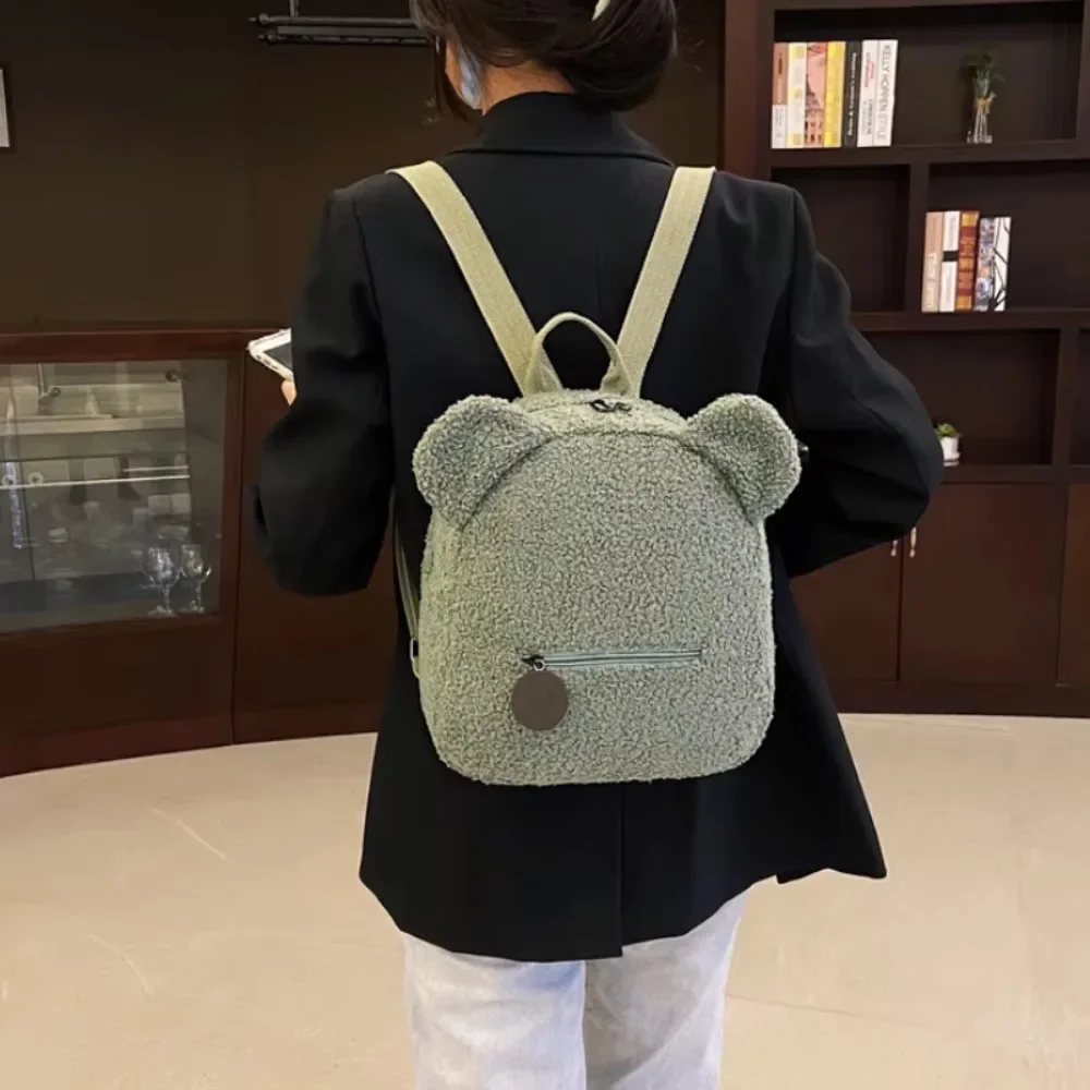 Personalised Womens Girls Cute Bear Pattern Backpack Gift Plush Toddler Backpack for Girls Custom Name Small Casual Shoulder
