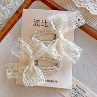 Minimalist Beige Hair Barrettes Korean BB Clip with Lace Pearl Accents Elegant Aesthetic Hair Clips for Women Girls - Image 6