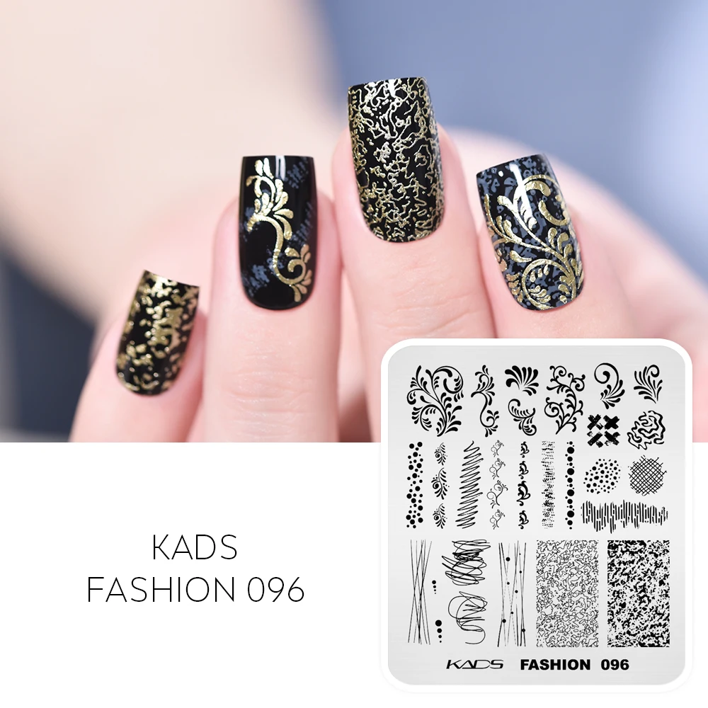 KADS Nagelstempelplatte Rose & Bananenblatt – Edelstahl Schablone Für Nail Art, 7 X 8 Cm, DIY Design