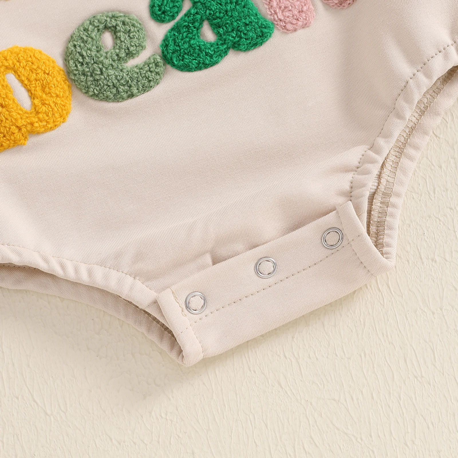 FOCUSNORM 0-24M Lovely Baby Girls Boys Sweatshirt Romper Letter Embroidery Crew Neck Long Sleeve Jumpsuit for Fall Winter