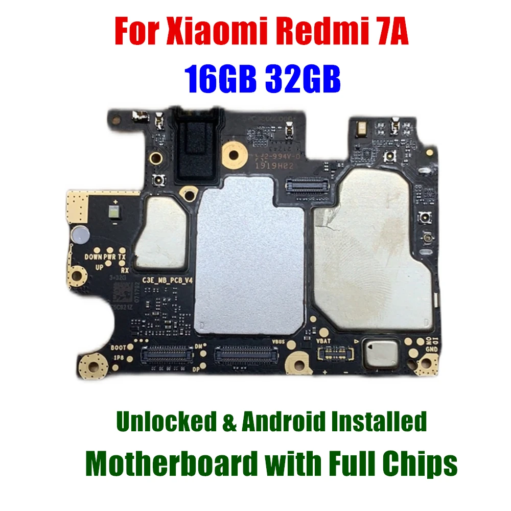 

、Full Working For Xiaomi Hongmi Redmi 7A Motherboard 16GB 32GB 100% Unlocked Original Logic Board Mainboard