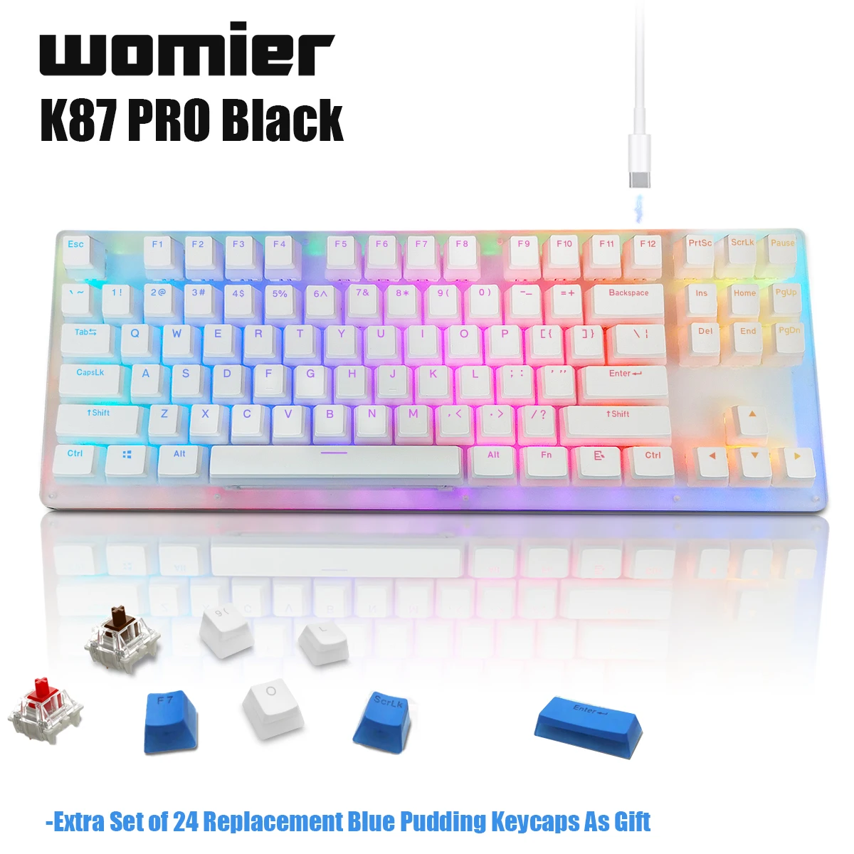 best pc keyboard Womier K87 PRO Mechanical Keyboard Hotswap RGB Backlit 87 Keys Gamer Keyboard with Pudding Keycap Gateron Switch for PC Xbox PS4 computer keyboard computer peripheral Keyboards