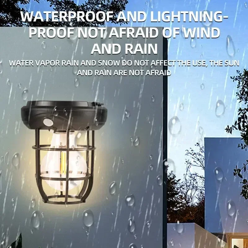 Solar Outdoor Wall Lamp Human Body Sensor Intelligent Light Control Lamp Garden House Wall Hanging Waterproof Decorative