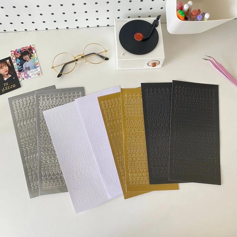 

1pcs English Letter Digital Decorative Gold Sticker Scrapbooking Diy Label Diary Korean Stationery Album Journal Planner