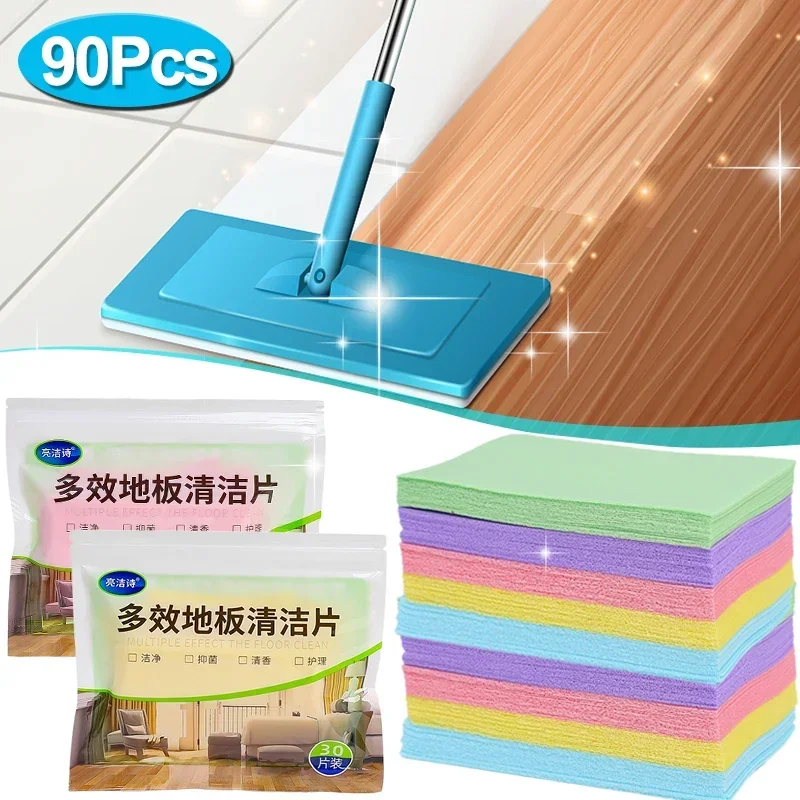 30/90Pcs Floor Cleaner Sheet Wiping Tiles Mopping Toilet Deodorant Yellow Dirt Cleaning Tool Powder Laminate Household Hygiene