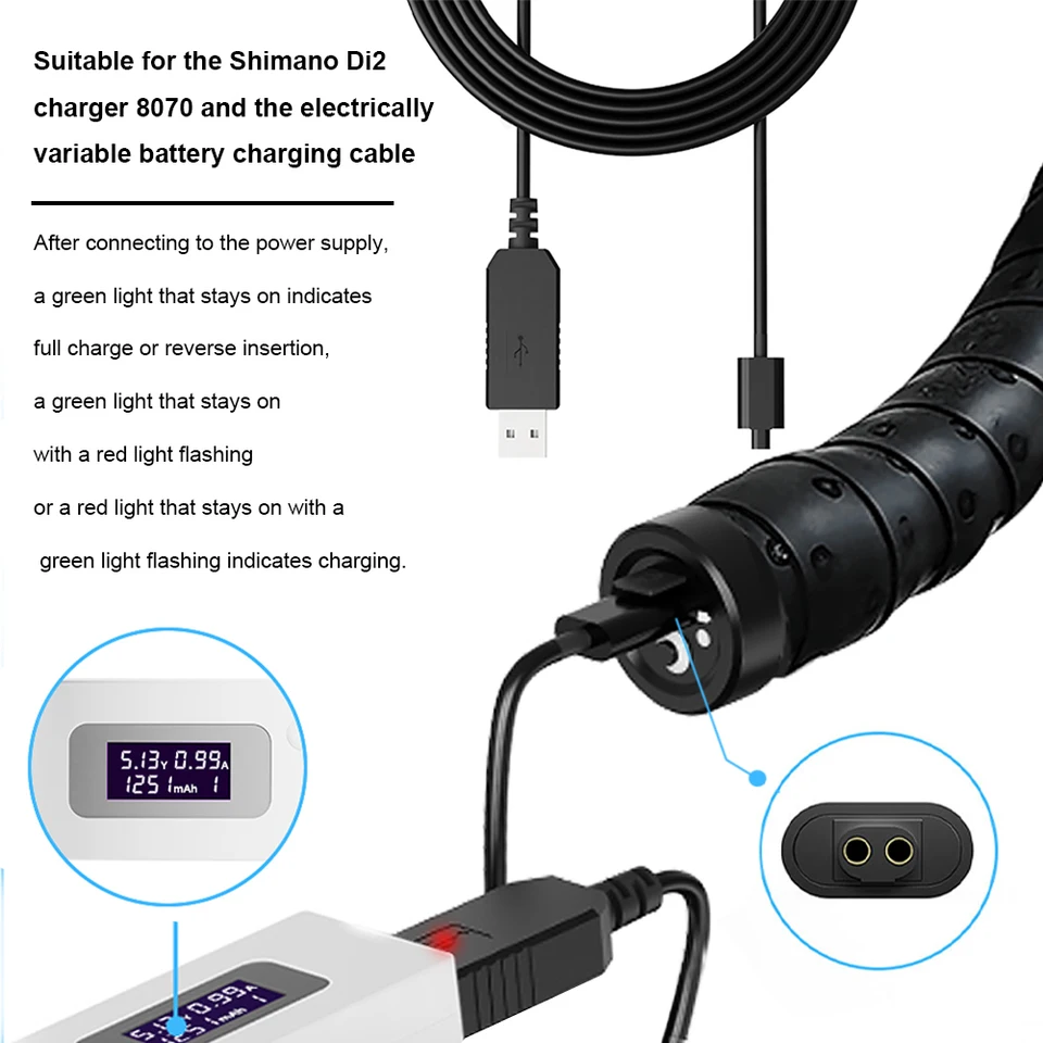 Di2 11-Speed Charge Cable for Shimano 8070 BCR2 Charger Adapter