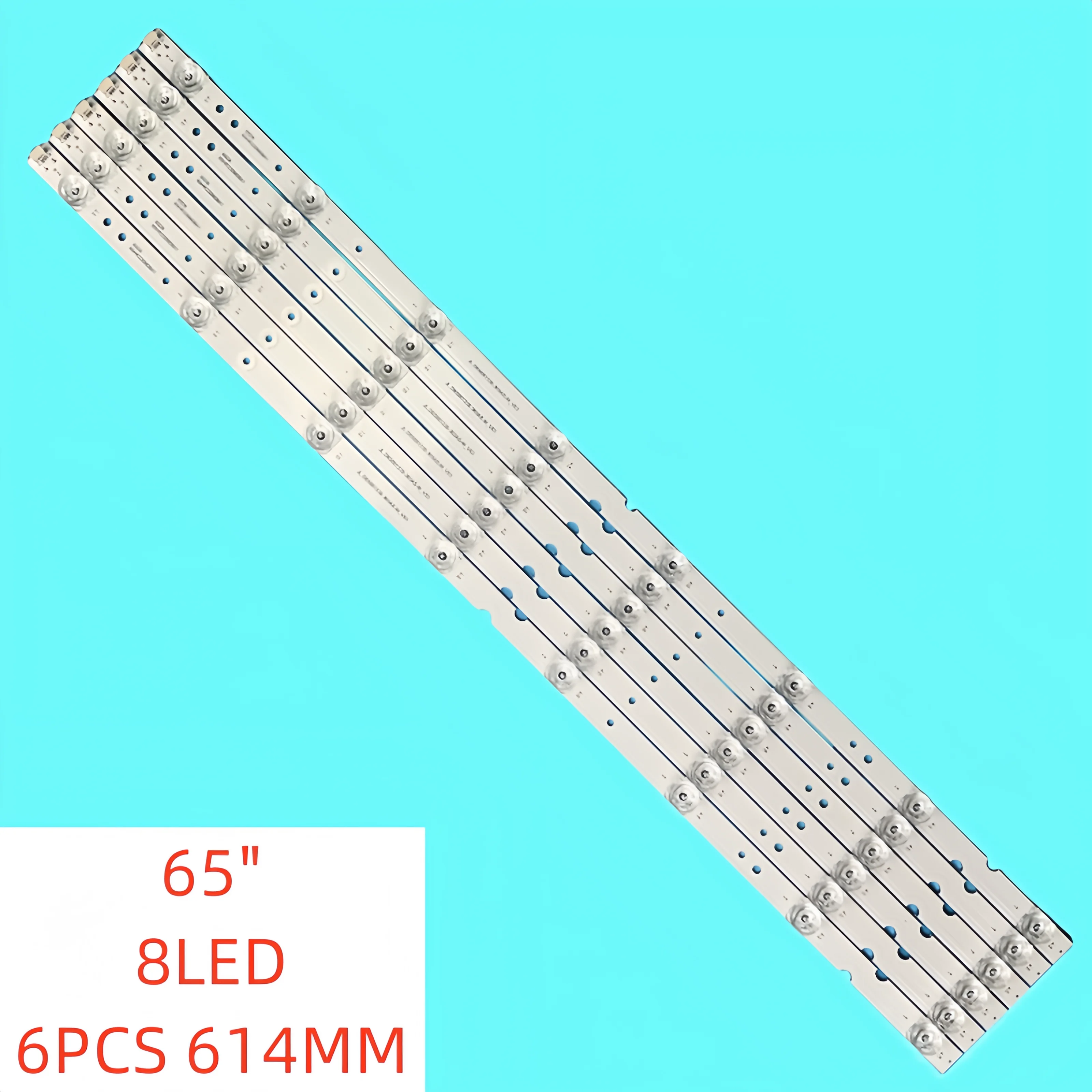 1set 6pcs 8leds 6v 615mm for 65 inch lcd tv backlight strip 65hr330m08a1 4c lb6508 hr01j tcl 65a361 65v2 65l2 65d6 65v6 l65p65us 6pcs/set 8lamp New LED Backlight Strip for TCL 65