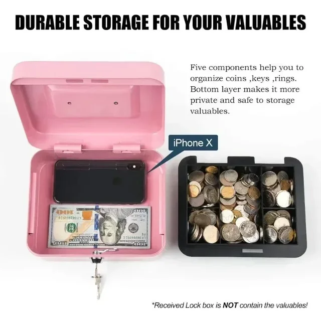 Protable Key Safe Box Key Locker Safe Home Shop Steel Safe Money Box Security Cash Box Storage Hidden Coin Money Jewellery 5