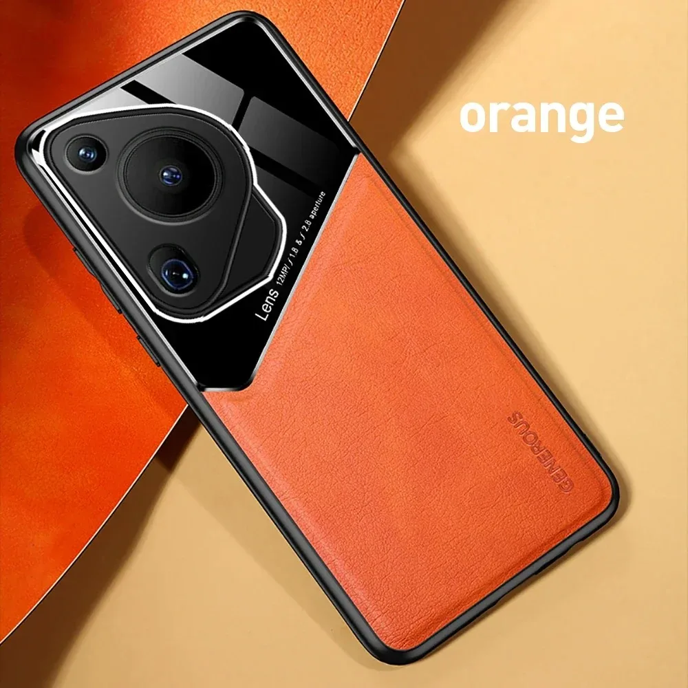 Leather Texture Case For Huawei Pura 70 Ultra P70 P60 Pro Cover With Car Magnetic Suction Holder Coque Fundas Capa_voghion.com