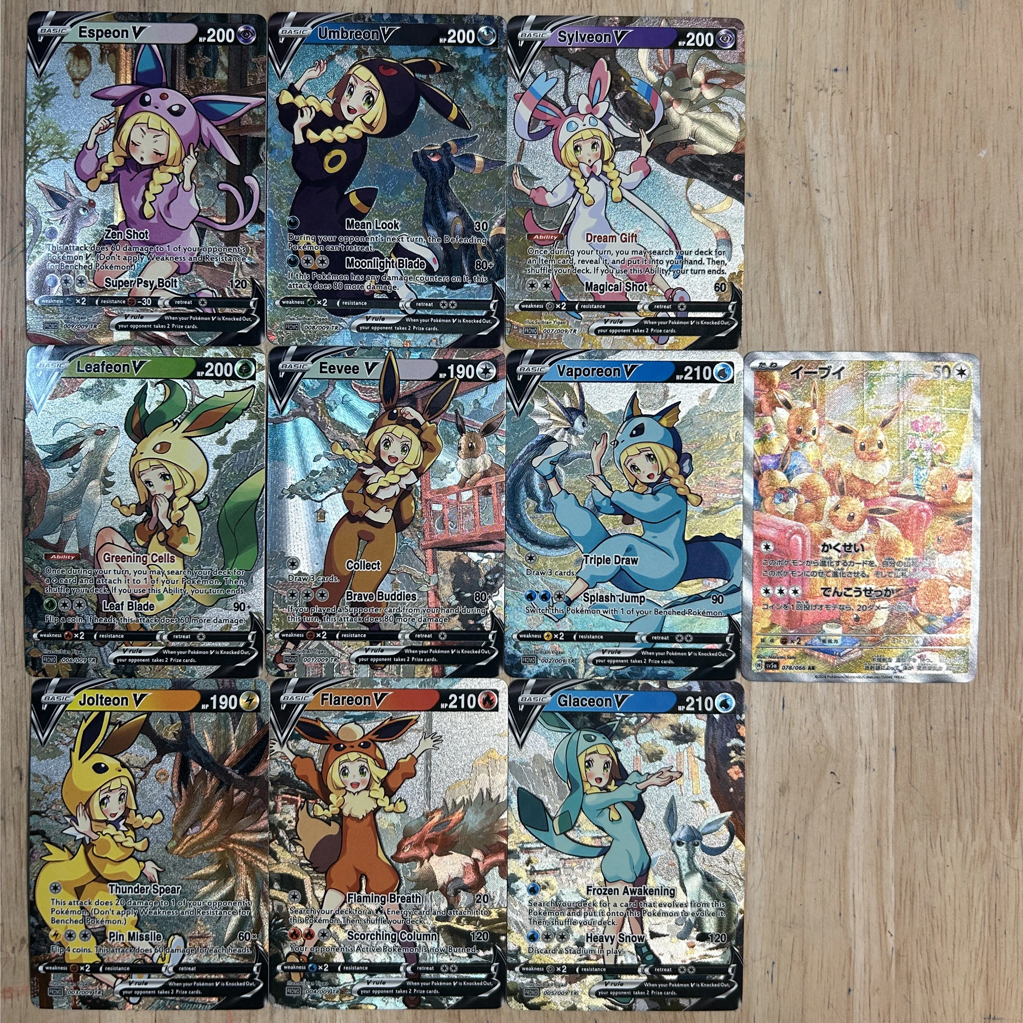 Diy PTCG Lillie Eevee Umbreon Sylveon Texture Flash Card 10Pcs/set Classic Game Anime Collection Cards Gift Toy