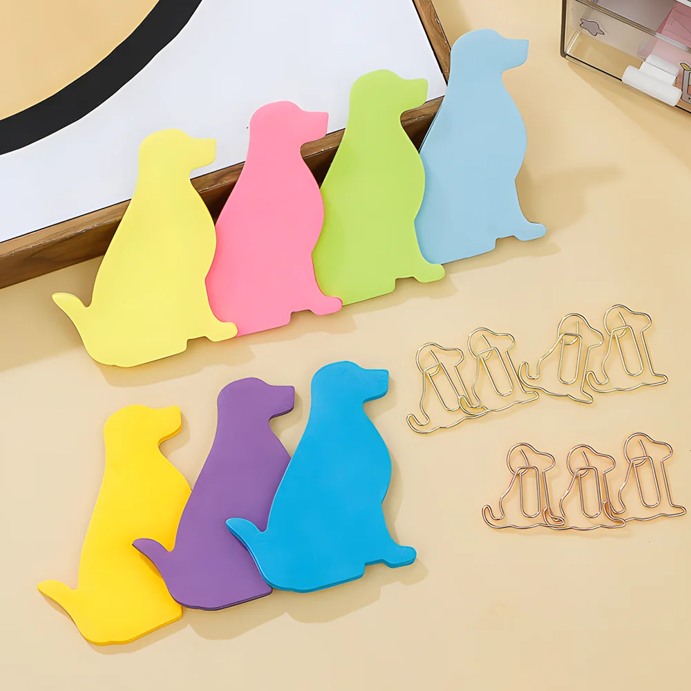 Japanese Cute Dog Sticky Notes Solid Color Memo Pads Post Notepads Funny Aesthetic Stationery Checklist To Do Index Tabs Planner 3
