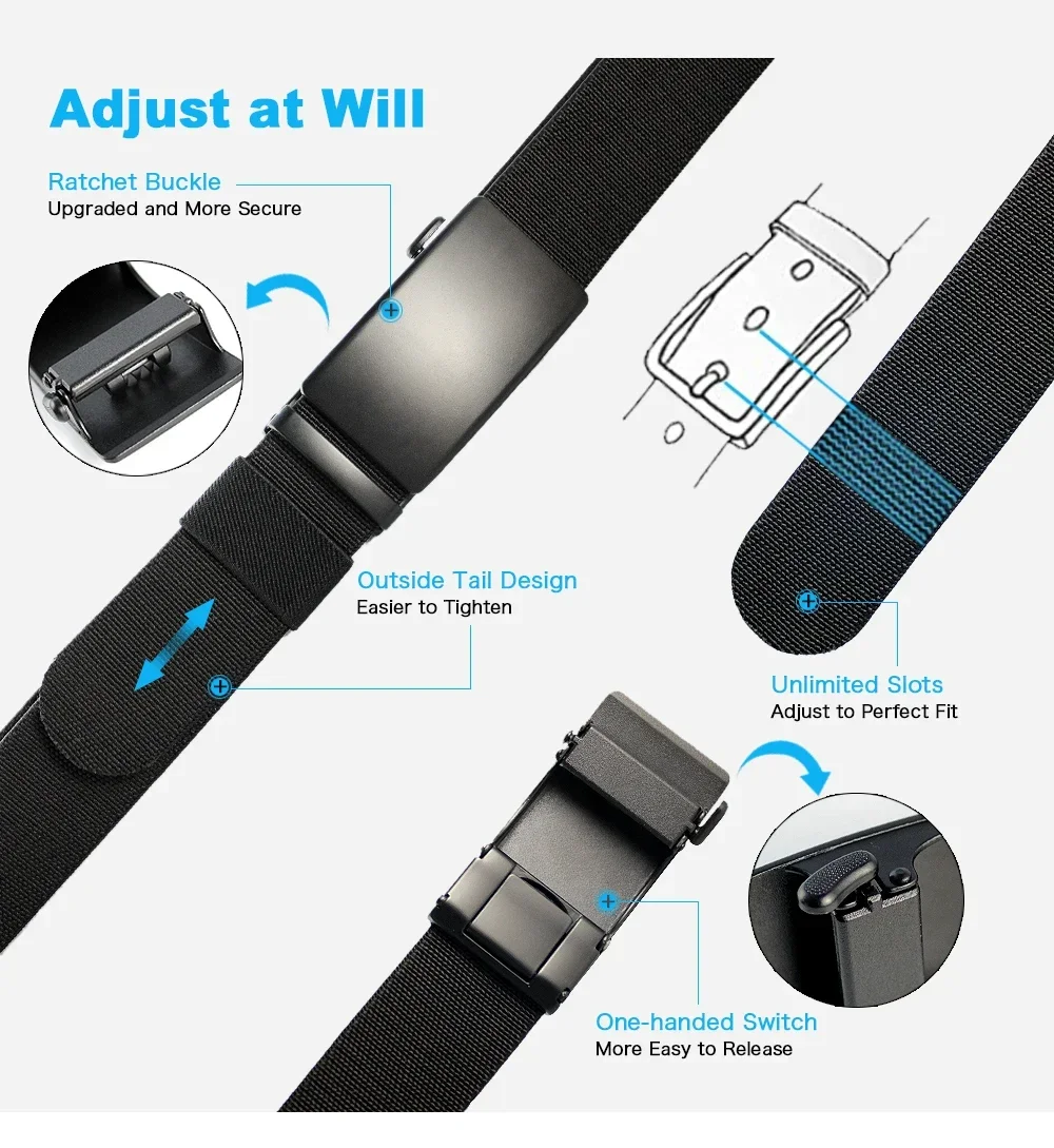 Neue Golf Sport elastischen Gürtel Metall automatische Schnalle harte Stretch Nylon Herren militärischen taktischen Gürtel Bund Ceinture Femme – Detail 7