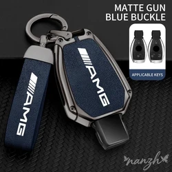 Premium Leather Car Remote Key Case Protector (A - gun blue)