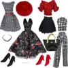 Doll Clothes Deluxe Fashion Pack Tea TIME Black & RED Classic Set for 11.5” Doll 1